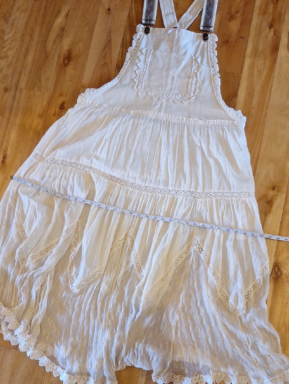 Free People Trails End Lace Crochet Vintage Overall Maxi Dress Skirtall XL - Picture 12 of 15